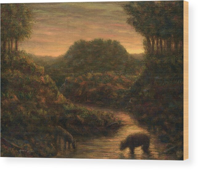 Stream Wood Print featuring the painting The Stream by James W Johnson