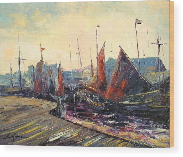 Harbour Wood Print featuring the painting The Suffolk Harbour by Luke Karcz