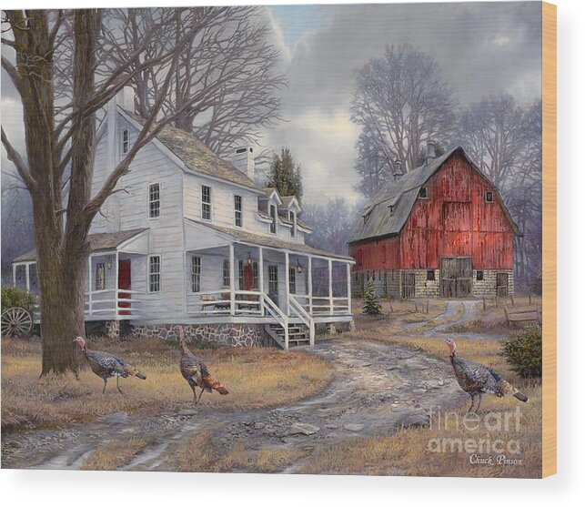 Turkey Wood Print featuring the painting The Way It Used to Be by Chuck Pinson