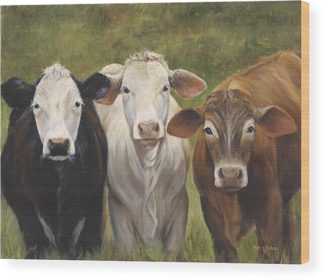 Three Amigos Print Wood Print featuring the painting Three Amigos by Cheri Wollenberg