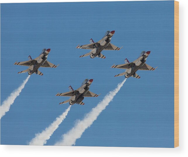 Usaf Wood Print featuring the photograph Thunderbirds Diamond Flyover by John Daly