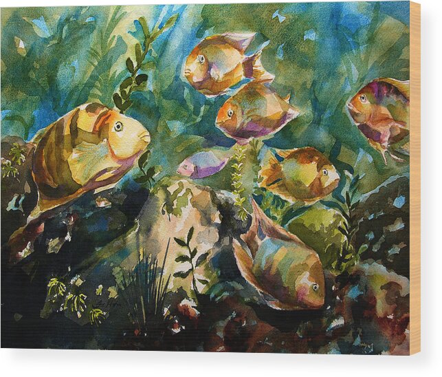 Beach Art Wood Print featuring the painting Tropical Fish 3 by Julianne Felton