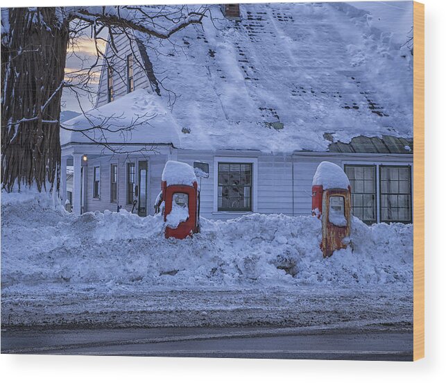 Putney Road Putney Vermont Wood Print featuring the photograph Two Cold Pumps by Tom Singleton