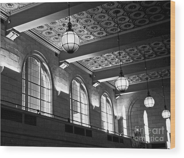 New Haven Wood Print featuring the photograph Union Station Balcony - New Haven by James Aiken