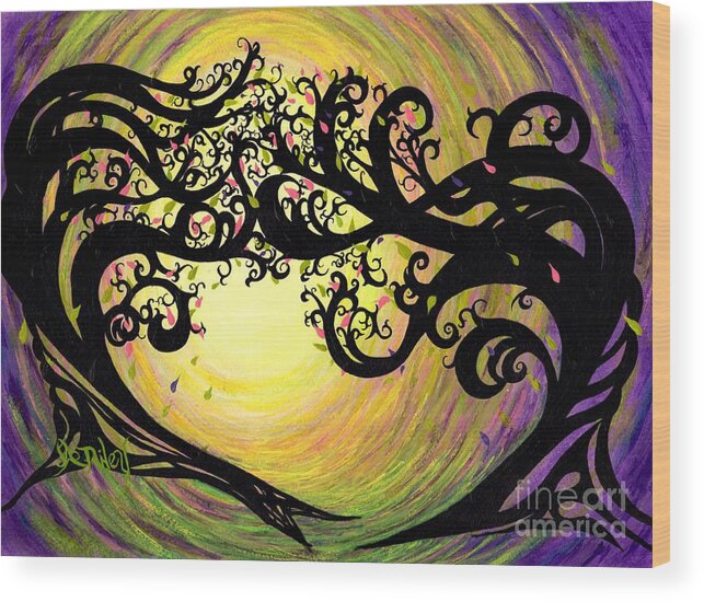 Equinox Wood Print featuring the painting Vernal Equinox by Janine Riley