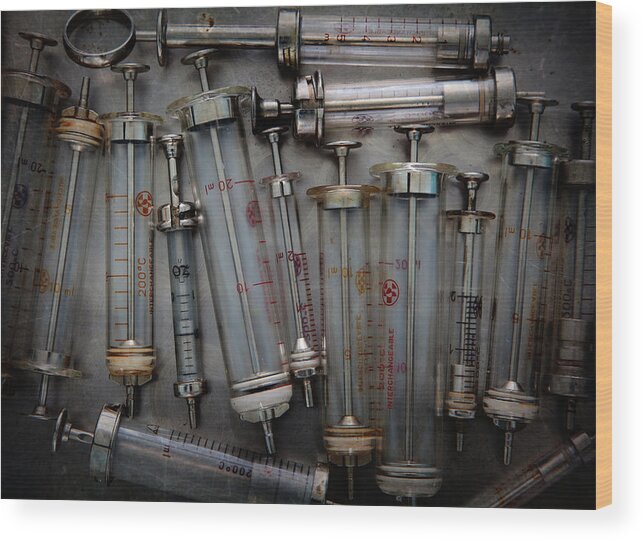 Large Group Of Objects Wood Print featuring the photograph Vintage Syringes by Rudolf Vlcek