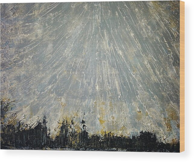 Acryl Painting Structured Wood Print featuring the painting W1 - thunderstorm by KUNST MIT HERZ Art with heart