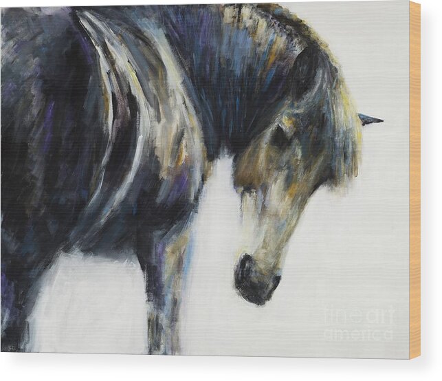 Horses Wood Print featuring the painting Waiting by Frances Marino