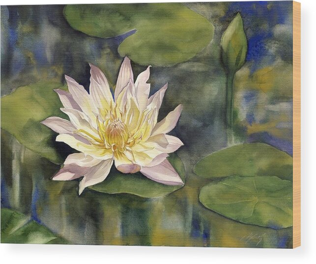 Waterlily Wood Print featuring the painting Waterlily by Alfred Ng