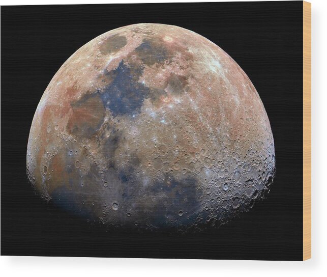 Moon Wood Print featuring the photograph Waxing Gibbous Moon by Russell Croman/science Photo Library