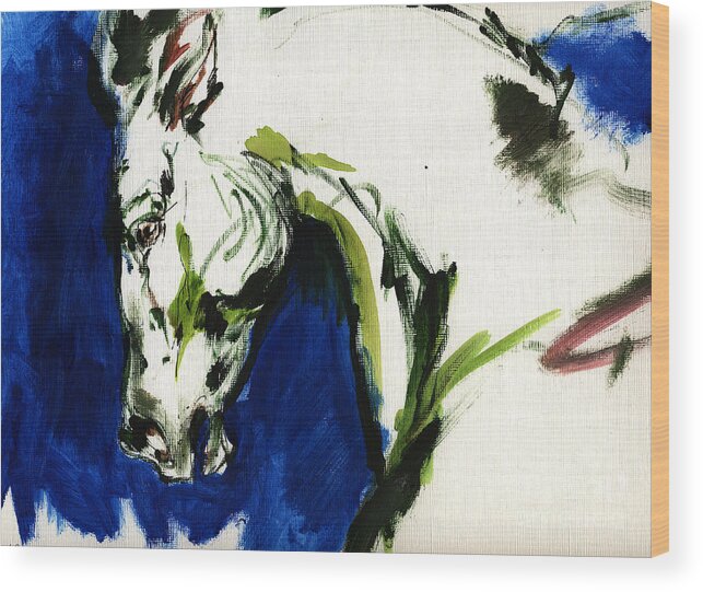 Horse Artwork Wood Print featuring the painting Wild Horse by Ang El