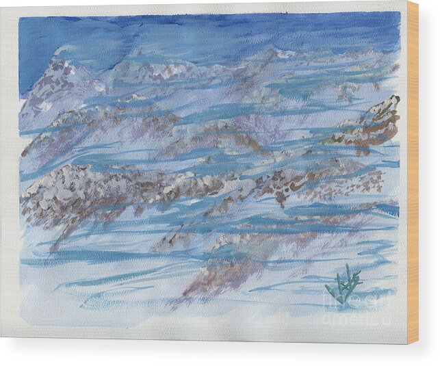 Mountains Wood Print featuring the painting Windswept Winter by Victor Vosen