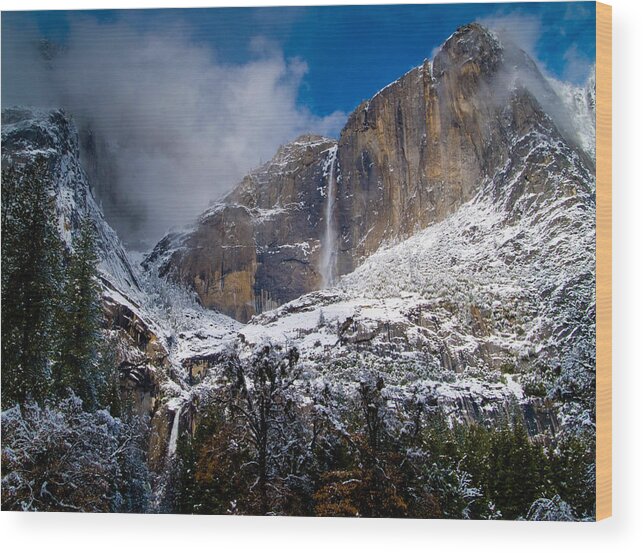Yosemite Wood Print featuring the photograph Winter at Yosemite Falls by Bill Gallagher