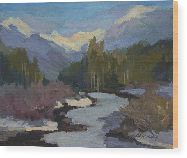 Winter Wood Print featuring the painting Winter in the Cascade Mountains by Diane McClary