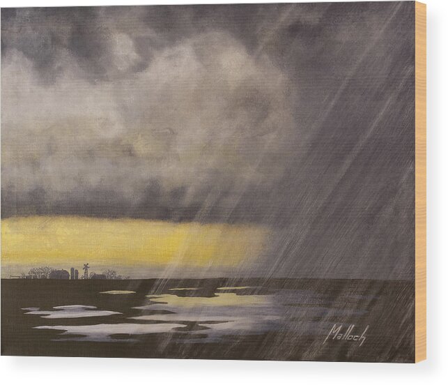 Storm Clouds Wood Print featuring the painting Winter Rain by Jack Malloch