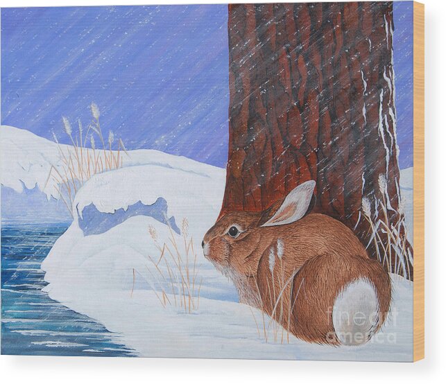 Bunny Wood Print featuring the painting Winter Storm Approaching by Jennifer Lake