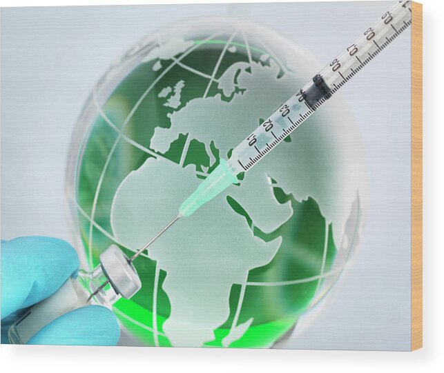 Globe Wood Print featuring the photograph Worldwide Pandemic by Tek Image/science Photo Library