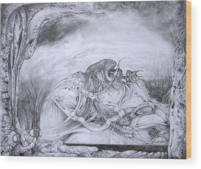 Art Of The Mystic Wood Print featuring the drawing Ymir At Rest by Otto Rapp