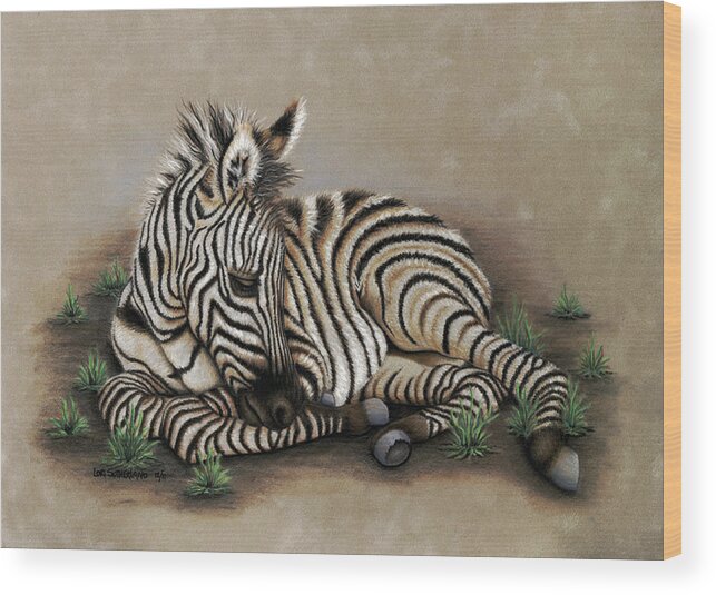 Zebra Wood Print featuring the painting Zamir by Lori Sutherland