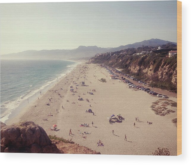 Summer Wood Print featuring the photograph Zuma Beach At Sunset Malibu, Ca by William Andrew