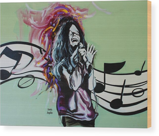 Janis Joplin Wood Print featuring the photograph Janis #1 by Rob Hans