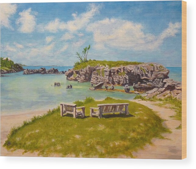 Bermuda Wood Print featuring the painting Memories Tobacco Bay Bermuda #1 by Joe Bergholm