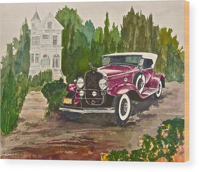 1930 Wood Print featuring the painting 1930 Cadillac II by Frank SantAgata