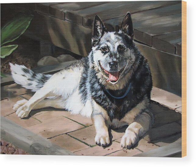 Dog Wood Print featuring the painting A Man's Best Friend by Sandra Chase