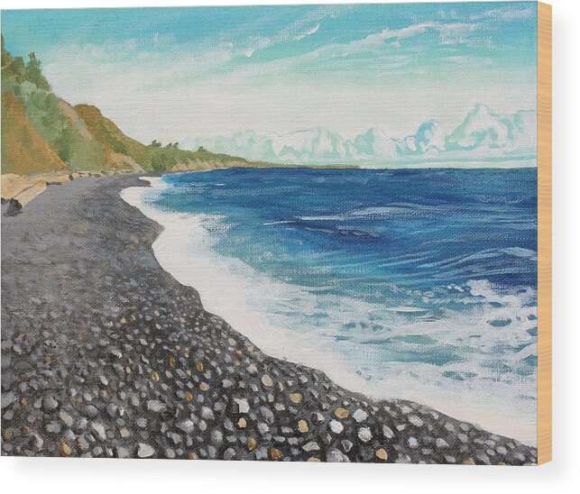 Beacon Hill Wood Print featuring the painting Beacon Hill Beach by Erica Rieger