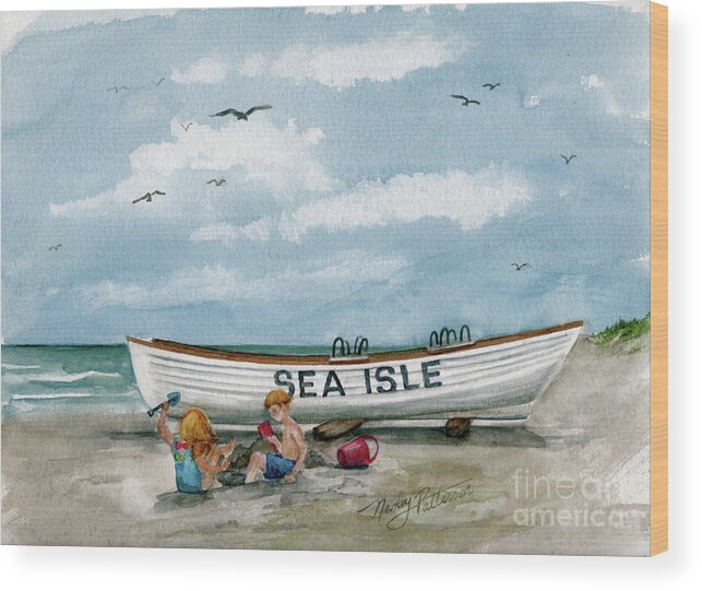 Seascape Wood Print featuring the painting Best Buddies in Sea Isle by Nancy Patterson