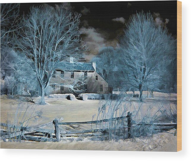 Caumsett Wood Print featuring the photograph Caumsett Farm House by Steve Zimic