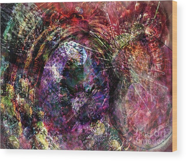 Abstract Wood Print featuring the digital art Cell Dreaming 1 by Russell Kightley