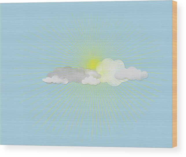 Horizontal Wood Print featuring the digital art Clouds In Front Of The Sun by Jutta Kuss