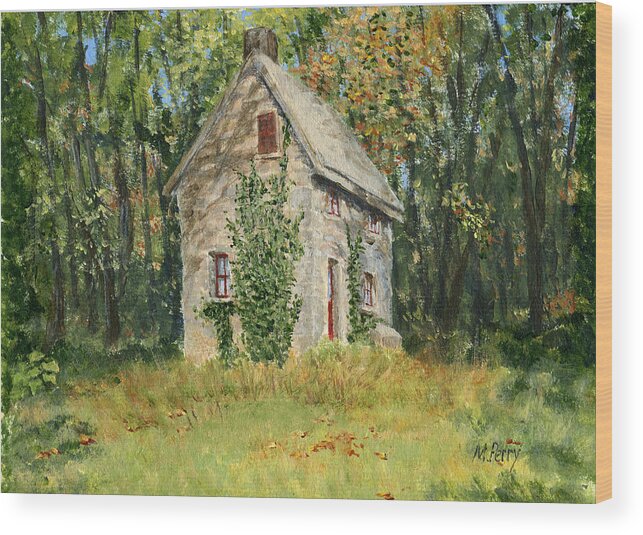 Bucks County Wood Print featuring the painting Cottage in the Woods at Fonthill by Margie Perry