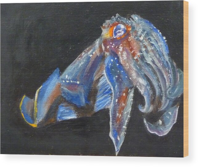 Cuttlefish Wood Print featuring the painting Cuttlefish II by Jessmyne Stephenson