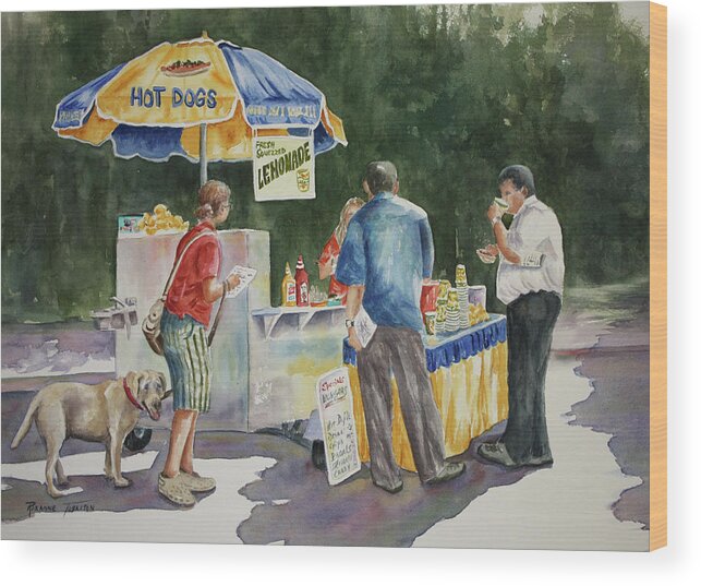 Dogs Wood Print featuring the painting Dogs in the Park by Roxanne Tobaison