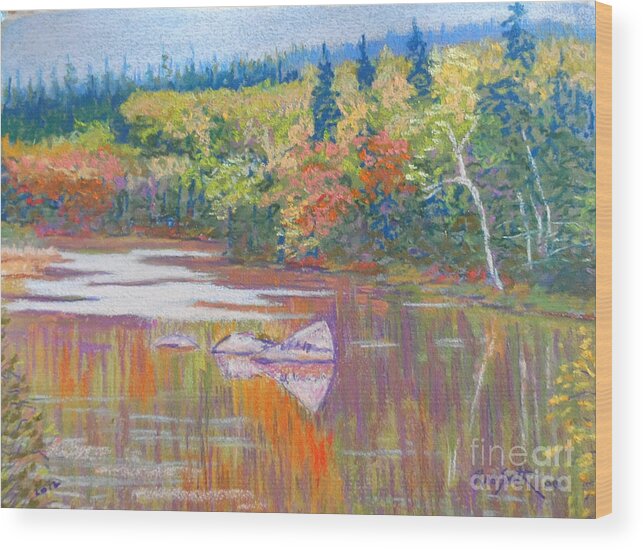 Fall Scene Wood Print featuring the pastel East River-fall scene by Rae Smith PSC