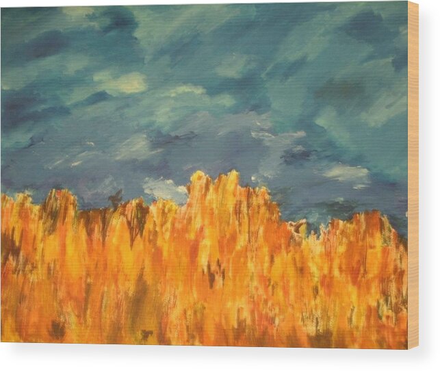 Landscape Wood Print featuring the painting Fall Crops by Samantha Lusby