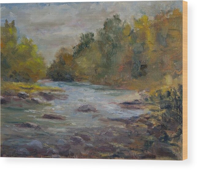Connecticut Wood Print featuring the painting Farmington River September by Edward White