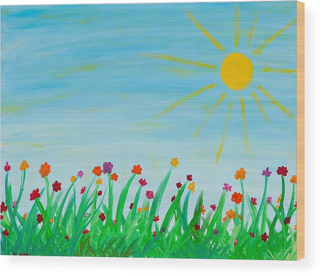 Sun Wood Print featuring the painting Great Day by Hagit Dayan
