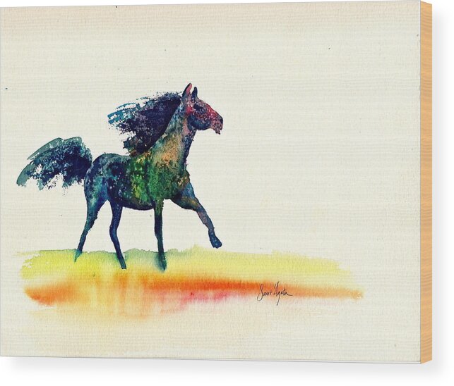 Horse Wood Print featuring the painting Horse of a Different Color by Frank SantAgata