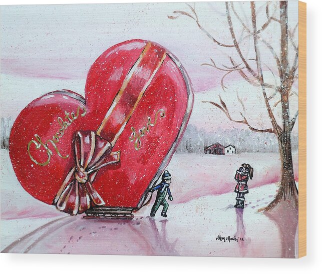 Heart Wood Print featuring the painting I Love You THIIIS Much by Shana Rowe Jackson