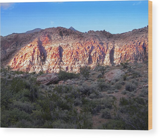 Desert Wood Print featuring the photograph Illuminated Mountain by Frank Wilson