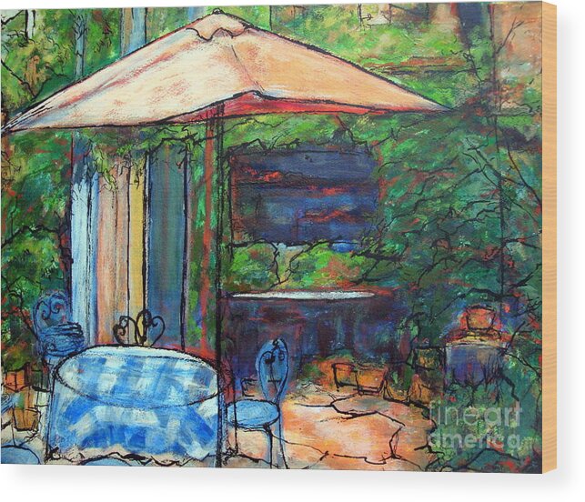 France Wood Print featuring the painting Limousin Courtyard by Jackie Sherwood
