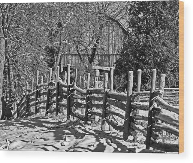 Fence Wood Print featuring the photograph Log Fence by Rodney Campbell