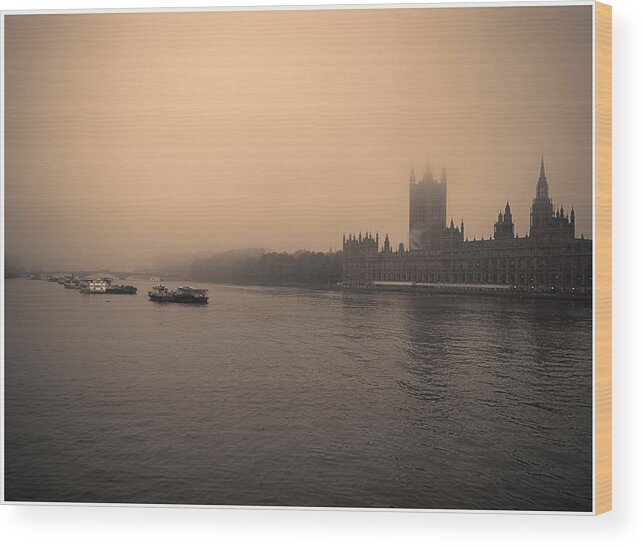 Boat Wood Print featuring the photograph London Smog/Fog by Lenny Carter