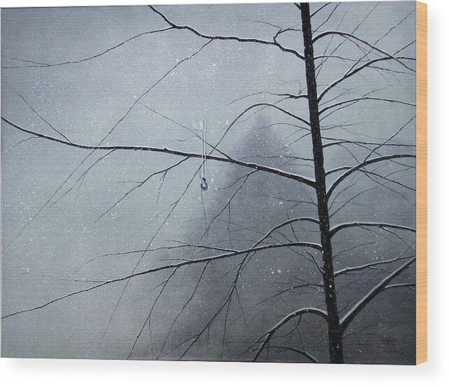 Winter Trees Wood Print featuring the painting Loneliness by Roger Calle