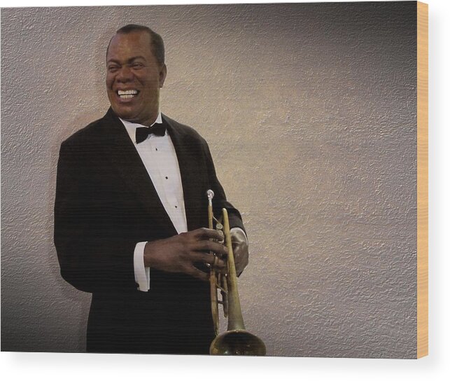 Louis Armstrong Wood Print featuring the photograph Louis Armstrong by David Dehner