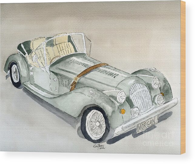 Morgan Wood Print featuring the painting Morgan Sports Car by Eva Ason
