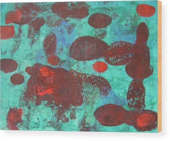 Abstract Wood Print featuring the painting No. 359 by Vijayan Kannampilly